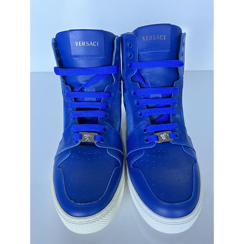 NIB $800 Versace Leather/Nylon Blue High-top Sneakers 8 US (41 Euro) DSU7828S