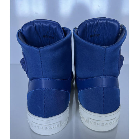 NIB $800 Versace Leather/Nylon Blue High-top Sneakers 8 US (41 Euro) DSU7828S