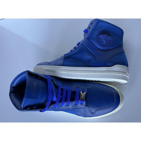 NIB $800 Versace Leather/Nylon Blue High-top Sneakers 8 US (41 Euro) DSU7828S