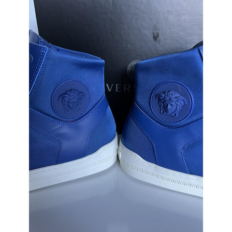 NIB $800 Versace Leather/Nylon Blue High-top Sneakers 8 US (41 Euro) DSU7828S