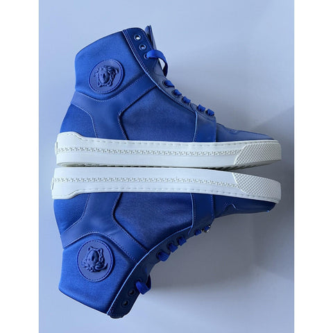 NIB $800 Versace Leather/Nylon Blue High-top Sneakers 8 US (41 Euro) DSU7828S
