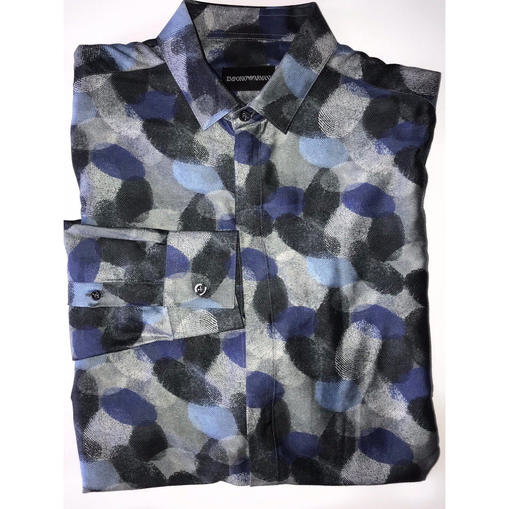 Nwt Emporio Armani Men's Gray And Blue Dress Shirt Size 37/14.5 V1cc2t Nwt Emporio Armani Men's Gray And Blue Dress Shirt Size 37/14.5 V1cc2t