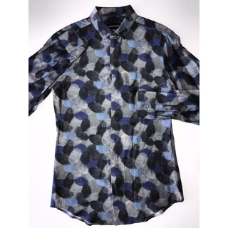 NWT $495 Emporio Armani Men's Gray and Blue Dress Shirt Size 37/14.5 V1CC2T