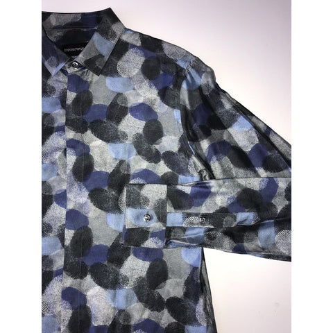 NWT $495 Emporio Armani Men's Gray and Blue Dress Shirt Size 37/14.5 V1CC2T