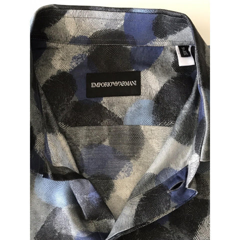 NWT $495 Emporio Armani Men's Gray and Blue Dress Shirt Size 37/14.5 V1CC2T