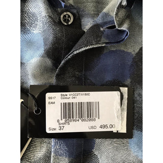NWT $495 Emporio Armani Men's Gray and Blue Dress Shirt Size 37/14.5 V1CC2T