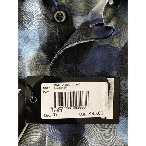 NWT $495 Emporio Armani Men's Gray and Blue Dress Shirt Size 37/14.5 V1CC2T