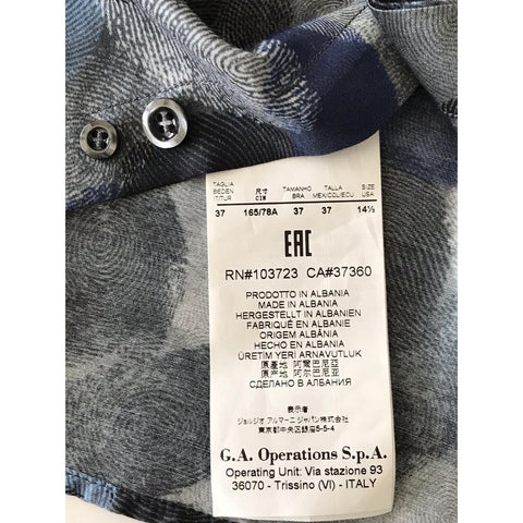 NWT $495 Emporio Armani Men's Gray and Blue Dress Shirt Size 37/14.5 V1CC2T