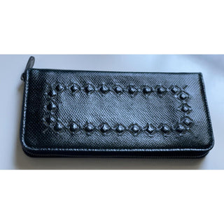 NWT $980 Bottega Veneta Zipper Karung Shiny Leather Brighton Black Wallet 547964