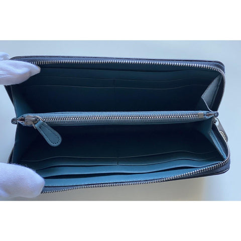 NWT $980 Bottega Veneta Zipper Karung Shiny Leather Brighton Black Wallet 547964