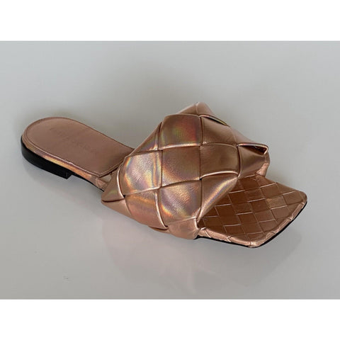 NWT $1350 Bottega Veneta Lido Violet - Old Rose Flat Sandals Shoes 8 US 608853