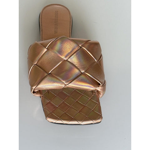 NWT $1350 Bottega Veneta Lido Violet - Old Rose Flat Sandals Shoes 8 US 608853