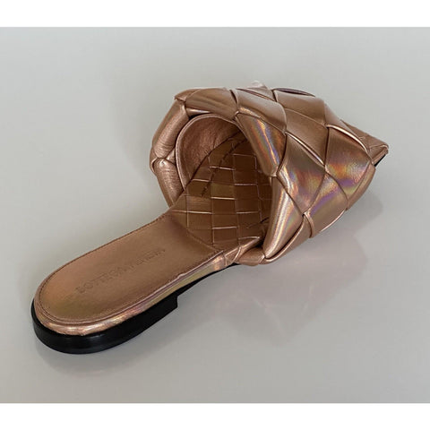 NWT $1350 Bottega Veneta Lido Violet - Old Rose Flat Sandals Shoes 8 US 608853