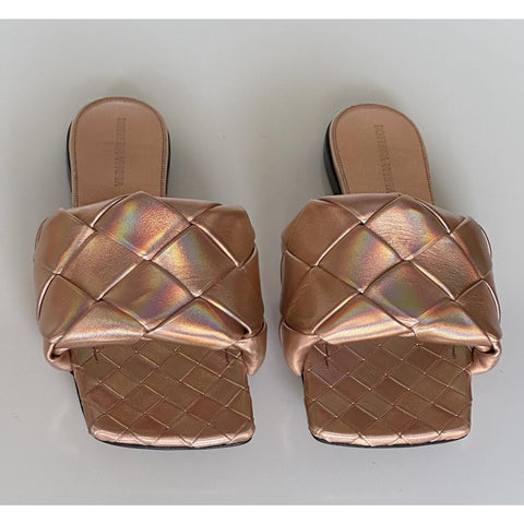 NWT $1350 Bottega Veneta Lido Violet - Old Rose Flat Sandals Shoes 8 US 608853