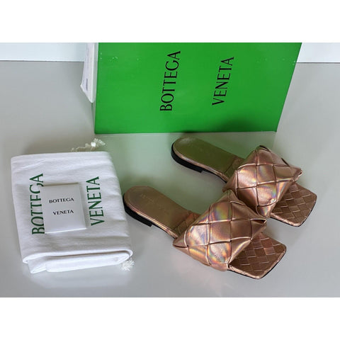 NWT $1350 Bottega Veneta Lido Violet - Old Rose Flat Sandals Shoes 8 US 608853