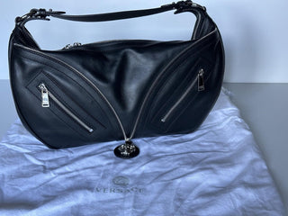 Versace Silver Medusa Head Calf Leather Medium Black Hobo Bag 1007679 NWT $2325