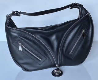 Versace Silver Medusa Head Calf Leather Medium Black Hobo Bag 1007679 NWT $2325