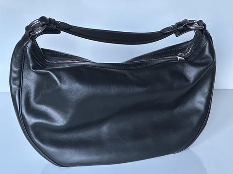 Versace Silver Medusa Head Calf Leather Medium Black Hobo Bag 1007679 NWT $2325