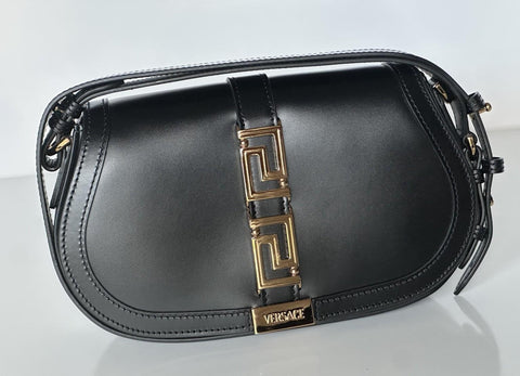 Versace La Greca Leather Black Medium Shoulder Bag 1007128 Italy NWT $2775