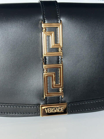 Versace La Greca Leather Black Medium Shoulder Bag 1007128 Italy NWT $2775