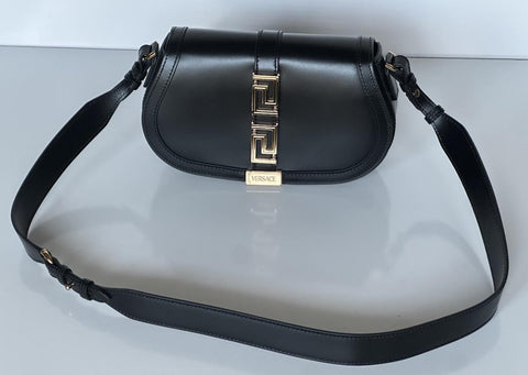 Versace La Greca Leather Black Medium Shoulder Bag 1007128 Italy NWT $2775
