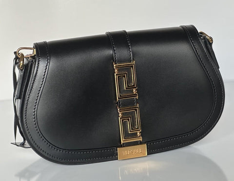 Versace La Greca Leather Black Medium Shoulder Bag 1007128 Italy NWT $2775
