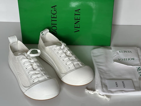 Bottega Veneta Rubber Sole Canvas Optic White Sneakers 12 US 741360 NIB $900