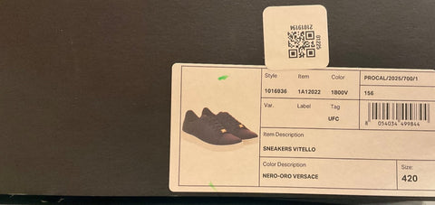 Versace Medusa Men's Black Leather Sneakers 9 US (42 Euro) 1016936 NIB