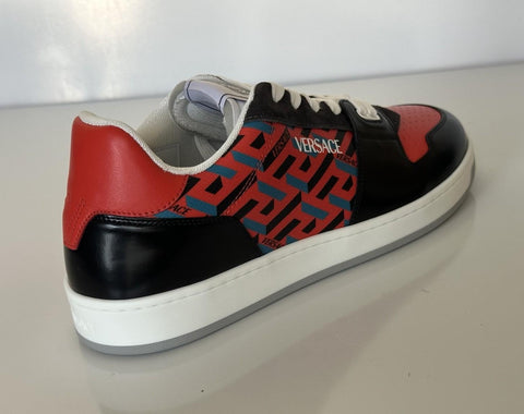 Versace Greca Men’s Leather Black/Orange Red Sneakers 12 US (45) 1013377 IT NIB