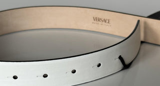 Versace Virtus White Calf Leather Belt 75 (30) Italy 1012380 NWT