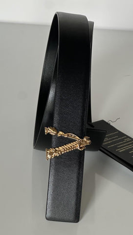 Versace Virtus Black Calf Leather Belt 90 (36) Italy 1012380 NWT