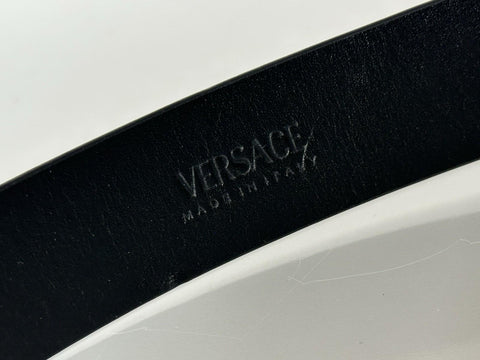 Versace Virtus Black Calf Leather Belt 90 (36) Italy 1012380 NWT