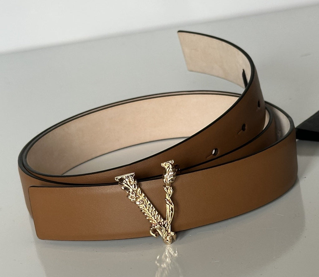 Versace Virtus Nude Calf Leather Belt 100 (40) Italy 1012380 NWT