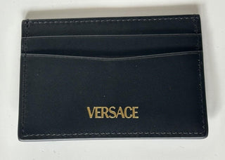 Versace Medusa Head Black Calf Leather Card Case Wallet 1013363 Italy NIB