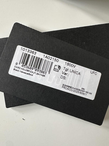 Versace Medusa Head Black Calf Leather Card Case Wallet 1013363 Italy NIB