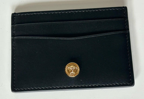 Versace Medusa Head Black Calf Leather Card Case Wallet 1013363 Italy NWT
