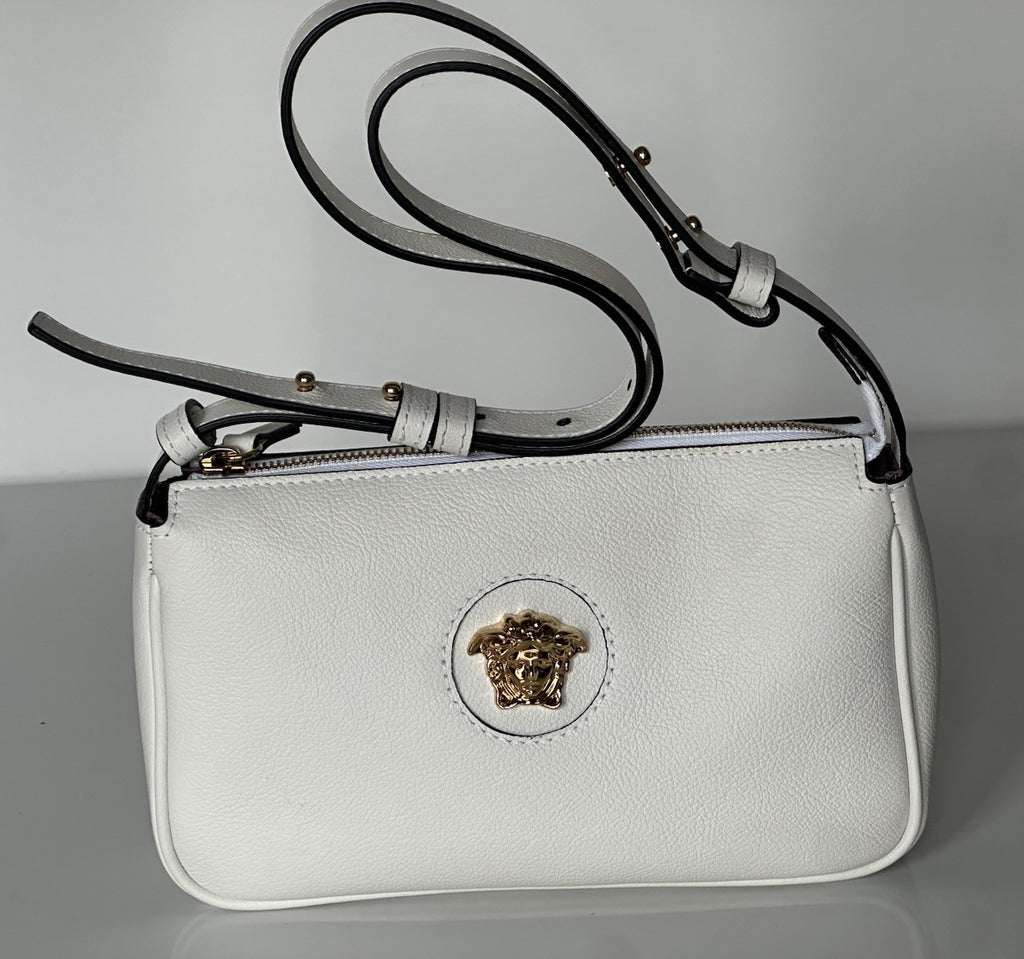 Versace Gold Medusa Head Calf Leather White Shoulder Bag IT 1014245 NWT $925