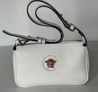 Versace Gold Medusa Head Calf Leather White Shoulder Bag IT 1014245 NWT $925