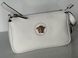 Versace Gold Medusa Head Calf Leather White Shoulder Bag IT 1014245 NWT $925