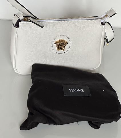 Versace Gold Medusa Head Calf Leather White Shoulder Bag IT 1014245 NWT $925