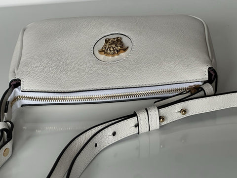 Versace Gold Medusa Head Calf Leather White Shoulder Bag IT 1014245 NWT $925
