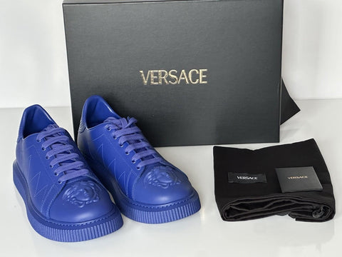 Versace Medusa Head Men’s Royal Blue Leather Sneakers 9 US (42 Euro) 1012444 NIB