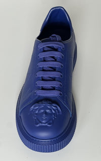 Versace Medusa Head Men’s Royal Blue Leather Sneakers 9 US (42 Euro) 1012444 NIB