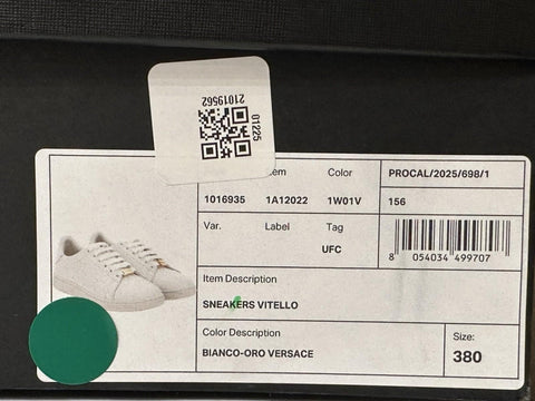 Versace Medusa Women's White Leather Sneakers 8 US (38 Euro) 1016935 NIB