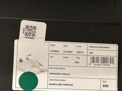 Versace Medusa Women's White Leather Sneakers 9 US (39 Euro) 1016935 NIB