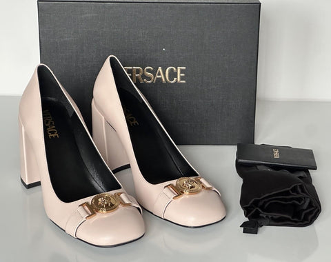 Versace Medusa Head Soft Pink Leather Black Pumps 10 US (40) Spain 1014616 NIB