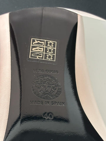 Versace Medusa Head Soft Pink Leather Black Pumps 10 US (40) Spain 1014616 NIB