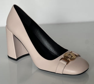 Versace Medusa Head Soft Pink Leather Black Pumps 10 US (40) Spain 1014616 NIB
