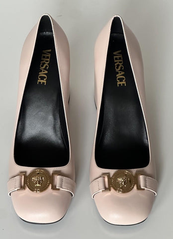 Versace Medusa Head Soft Pink Leather Black Pumps 10 US (40) Spain 1014616 NIB