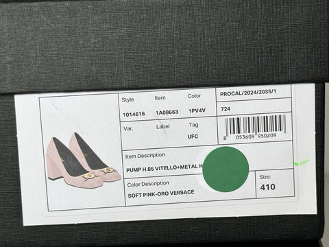 Versace Medusa Head Soft Pink Leather Black Pumps 11 US (41) Spain 1014616 NIB